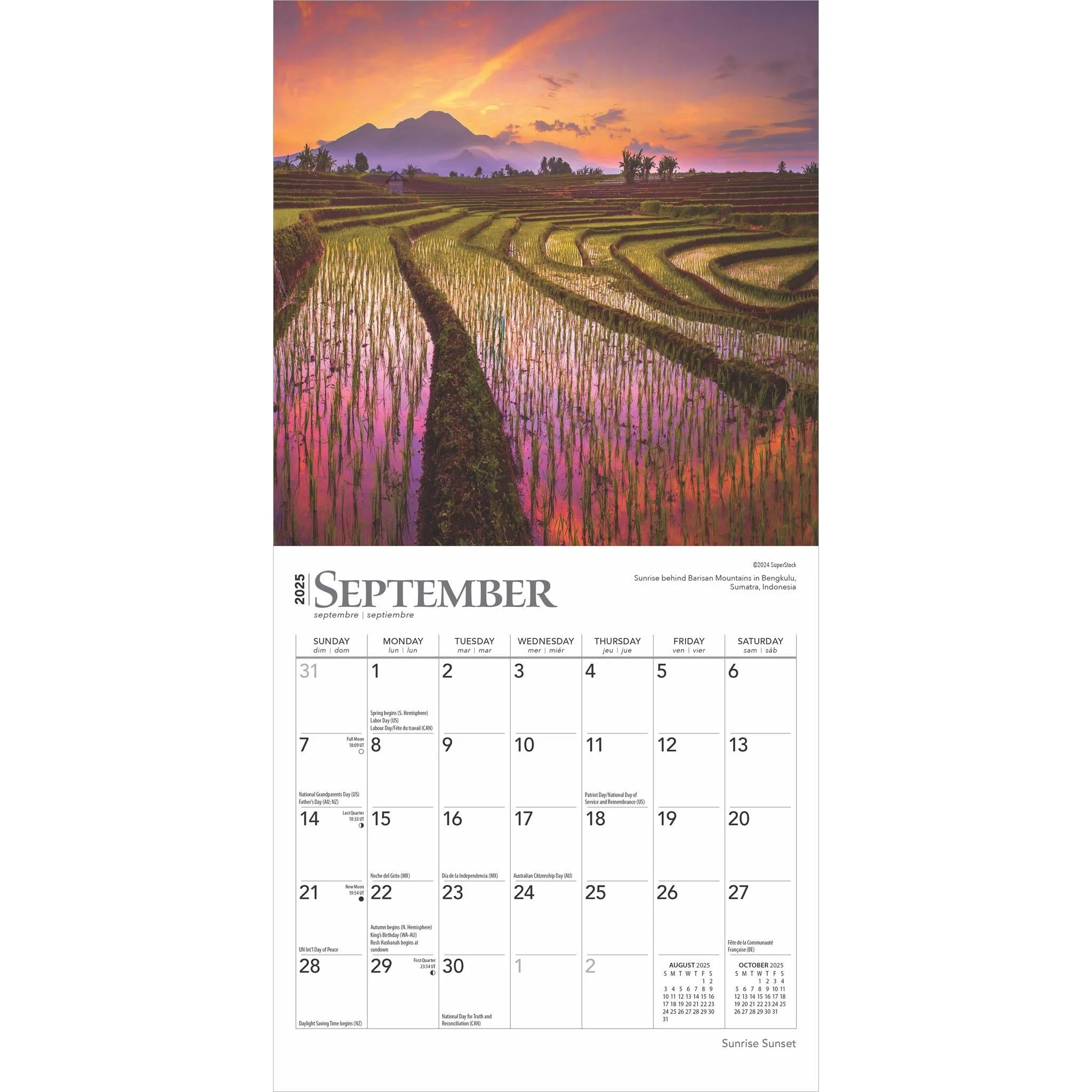 Sunrise Sunset Mini 2025 Calendar - Online Exclusive