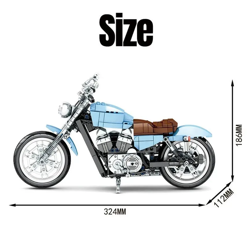 Tech MOC Classic Road Motorcycle Bricks Toys 701714