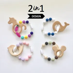 The Beech Teething Accessory | Mix and Match Colors/Pendants