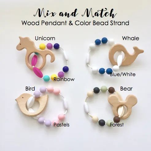 The Beech Teething Accessory | Mix and Match Colors/Pendants