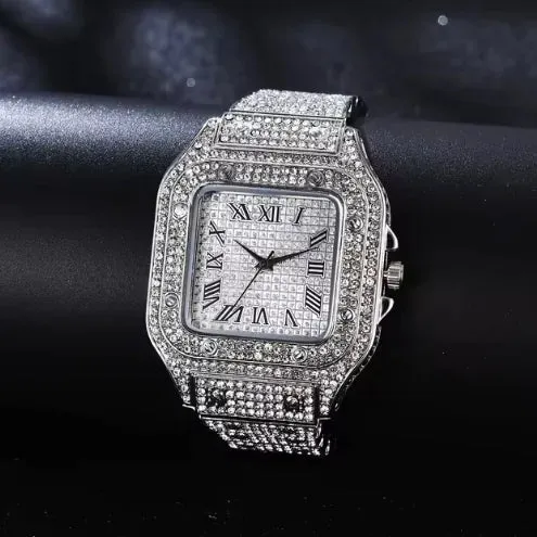 Unisex Iced Moissanite Bust Down Watch