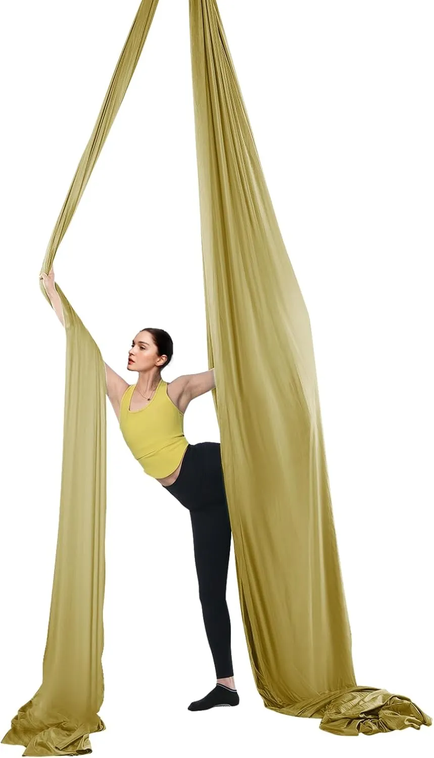VEVOR Aerial Yoga Hammock & Swing, 4.4 Yards, Aerial Yoga Starter Kit with 100gsm Nylon Fabric, Full Rigging Hardware & Easy Set-up Guide, Antigravity Flying for All Levels Fitness Bodybuilding, Gold