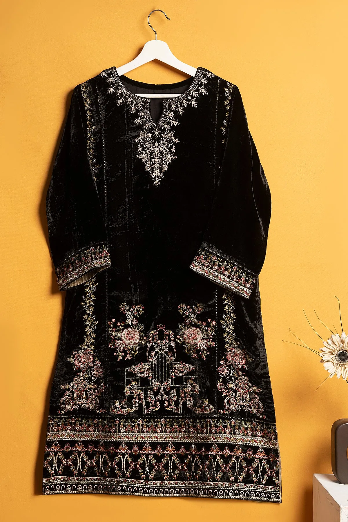 Womens "IGNATIUS" Embroidered Velvet Shirt