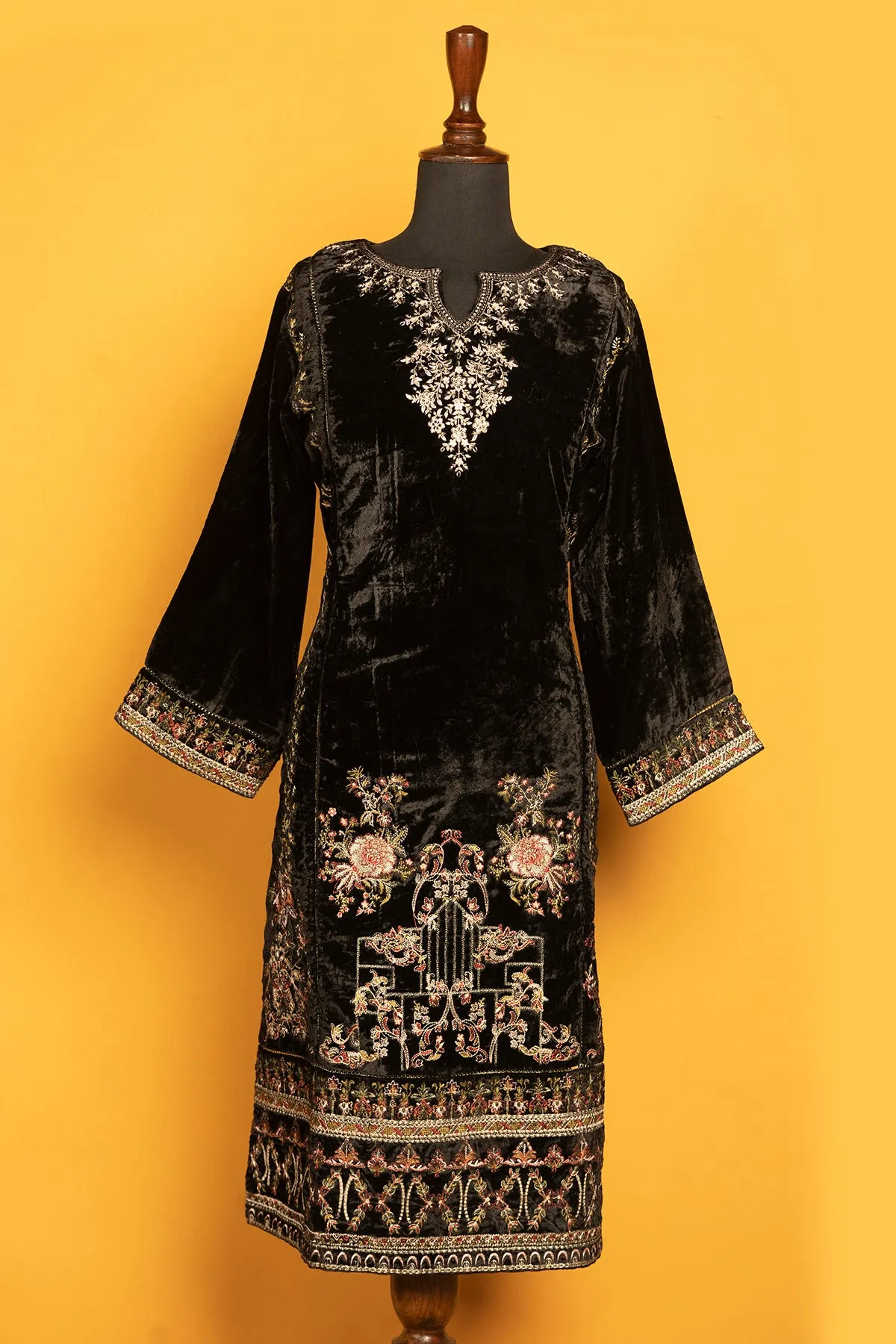 Womens "IGNATIUS" Embroidered Velvet Shirt