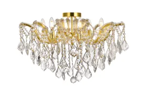 ZC121-2800F24G/RC - Regency Lighting: Maria Theresa 6 light Gold Flush Mount Clear Royal Cut Crystal